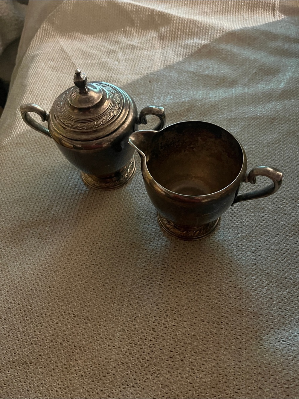 Silver-Tone Creamer and Sugar Set - Decorative Home Accent